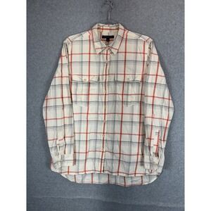 Banana Republic Shirt Mens Large‎ Red Cream Plaid Button Up Long Sleeve Casual